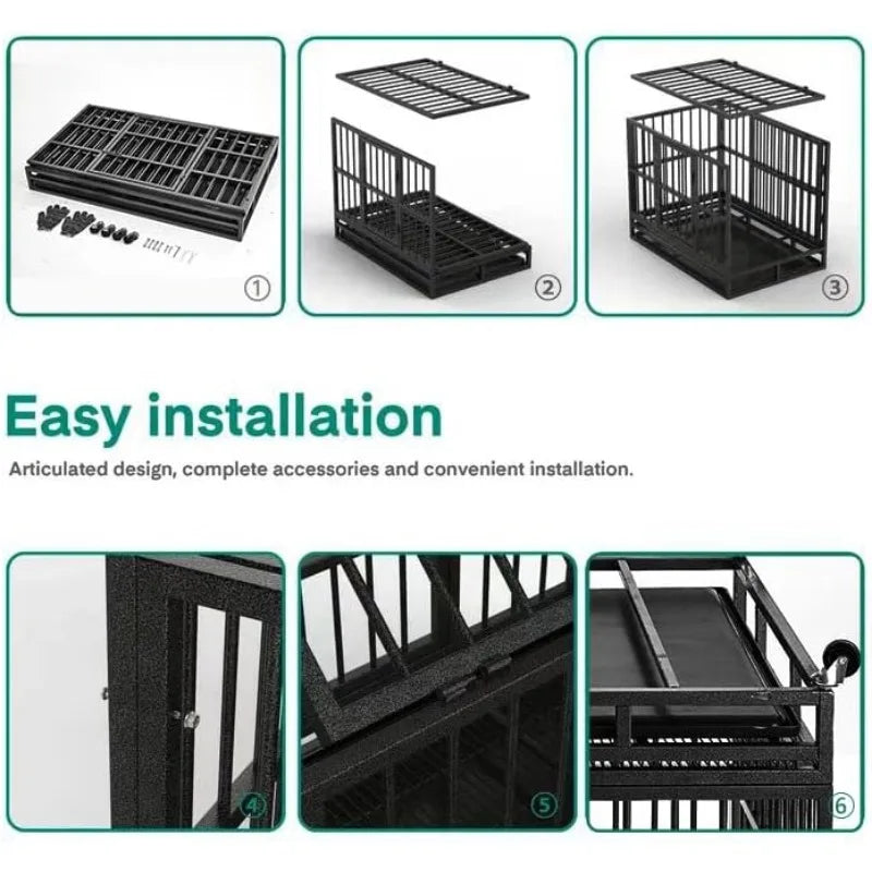 WOKEEN 48/38 Inch Heavy Duty Dog Crate Cage Kennel with Wheels