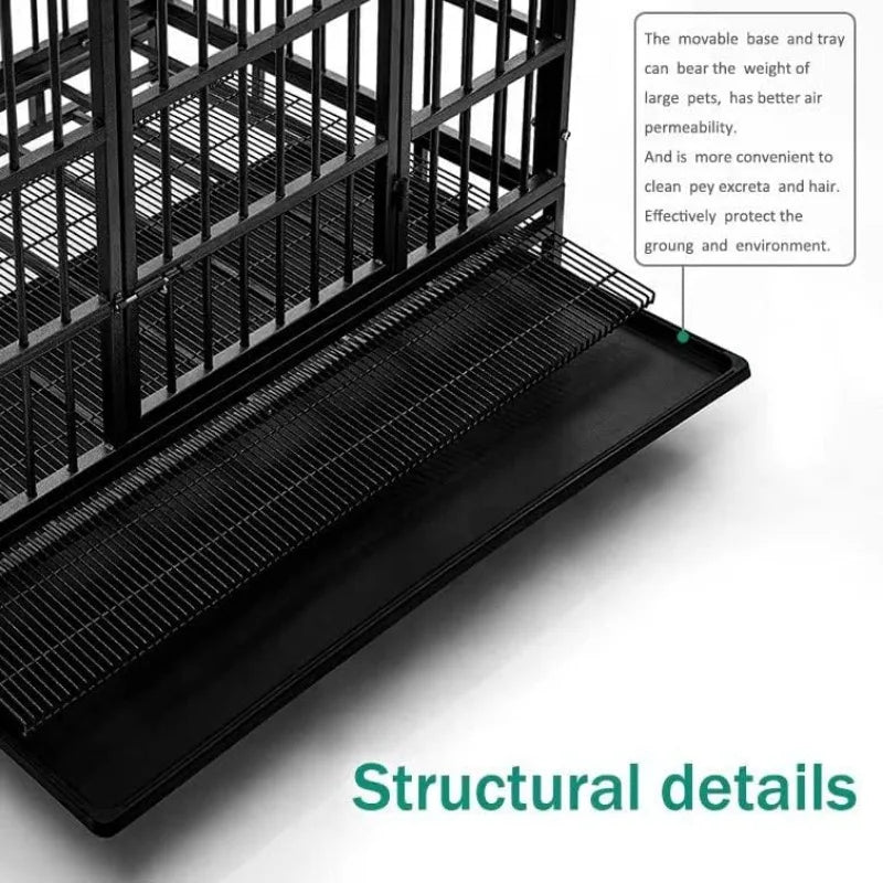 WOKEEN 48/38 Inch Heavy Duty Dog Crate Cage Kennel with Wheels