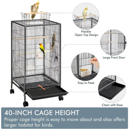 Metal 52" Large Rolling Bird Cage