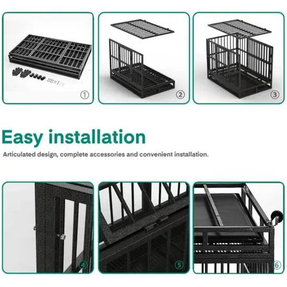 WOKEEN 48/38 Inch Heavy Duty Dog Crate Cage Kennel with Wheels