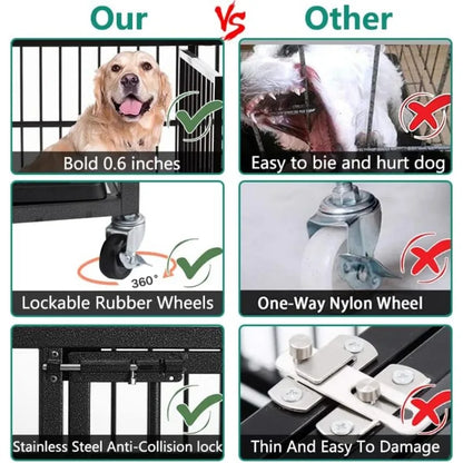 WOKEEN 48/38 Inch Heavy Duty Dog Crate Cage Kennel with Wheels